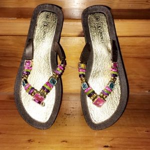 BRAND NEW EMBELLISHED JEWELED THONG SANDALS